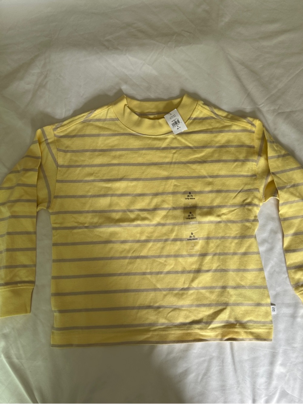 GAP Yellow & Light Gray Striped Long-Sleeve Tee